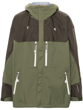 Green Colour-Block Hooded Jacket