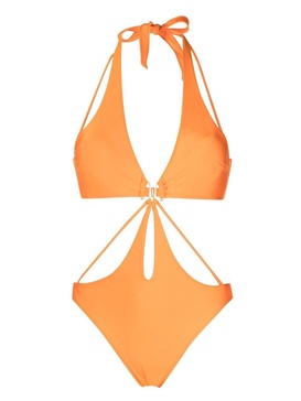 cut-out detail halterneck swimsuit