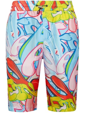 Bombing Graffiti silk bermuda shorts