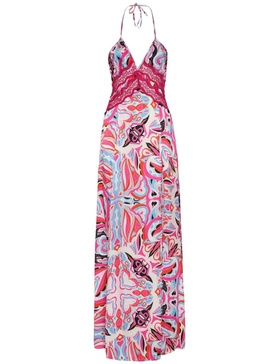 abstract-print V-neck maxi dress