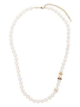 14kt yellow gold diamond and pearl necklace