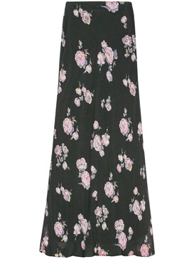 floral-print fluid crepe maxi skirt