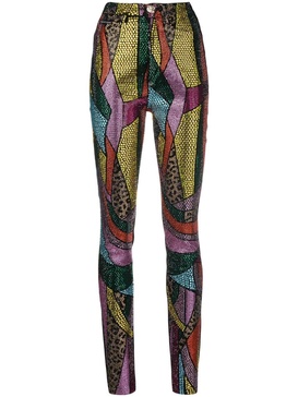 Rainbow patchwork denim jeggings