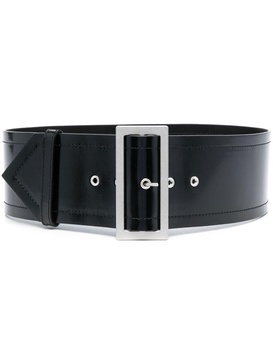 wide-buckle leather belt