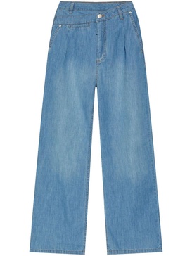 logo-patch wide-leg jeans