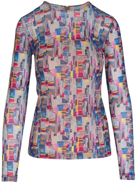 abstract-print long-sleeved top