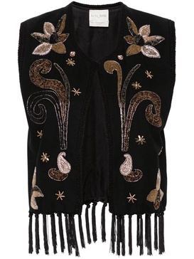 bead-embellished fringed gilet