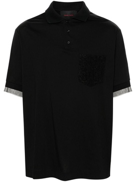 corded lace-detail polo shirt