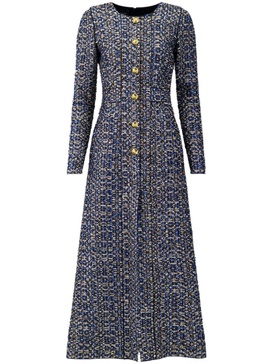 tweed A-line cotton maxi dress