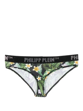 floral-print gem-logo briefs