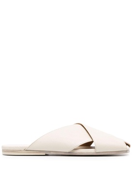 open-toe leather slides