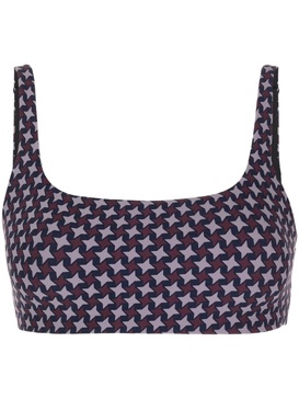 graphic-print square-neck sports bra