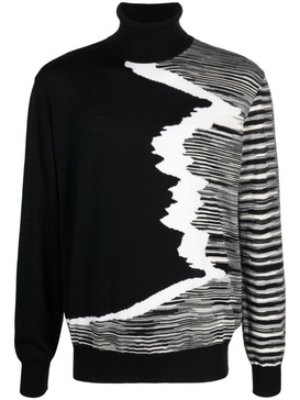 stripe-pattern roll-neck jumper