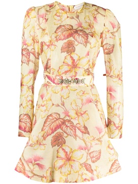 matchmaker floral mini dress yellow hibiscus