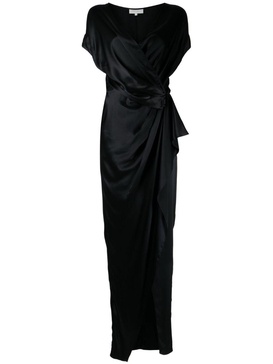 wrap drape-detail gown dress