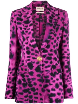 animal-print single-breasted blazer