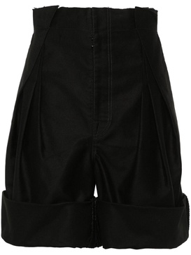 pleat-detail raw-cut shorts