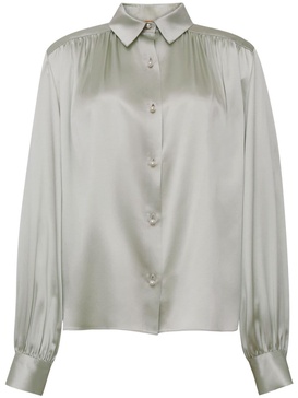 pearl-buttons silk blouse