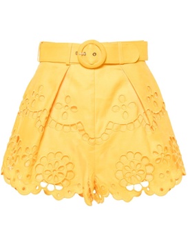 Pop embroidered belted shorts