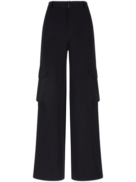 high-waisted gabardine cargo trousers