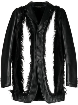 cutout faux-fur blazer