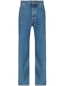 mid-rise straight-leg jeans