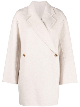 double-breasted wool midi coat