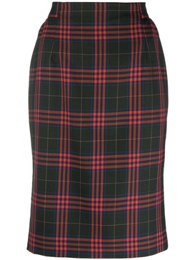 high-waisted check-skirt