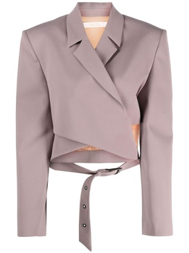 crossover-front cropped blazer