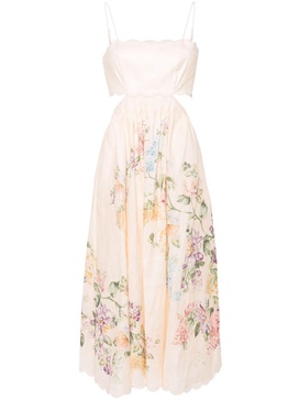 Halliday scalloped floral linen midi dress