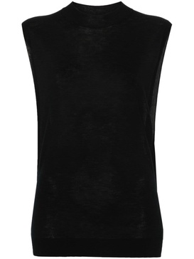 sleeveless wool-silk top