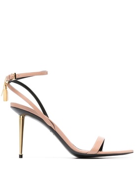 neutral Padlock Pointy Naked 85 leather sandals