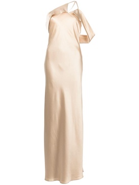 bias-cut one-shoulder gown