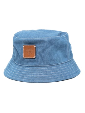 logo-patch denim bucket hat