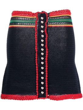 colour-block macramé miniskirt