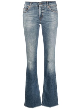 bleach-effect button-up flared jeans