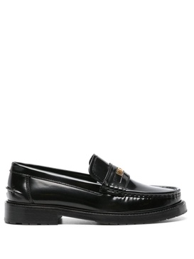 logo-lettering leather loafers