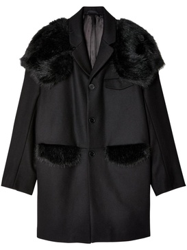 faux-fur panelling boxed-cut coat