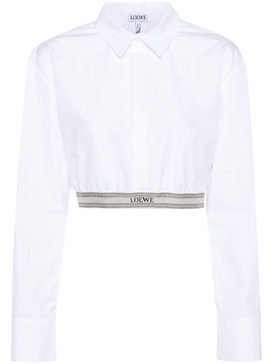 logo-waistband cropped shirt