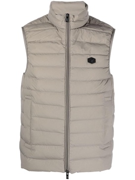 logo-patch zip-up gilet