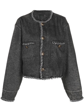 chain-embellished denim jacket