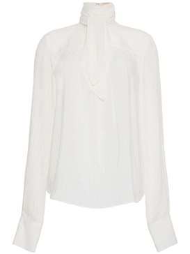 Leigh Petite Point-jacquard blouse