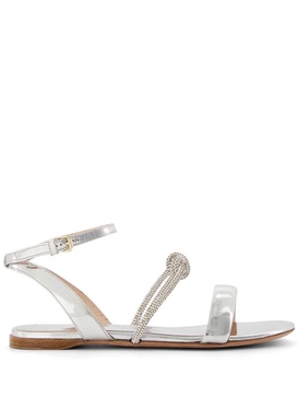 crystal bow flat sandals