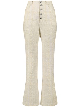 bouclé high-waisted flared trousers