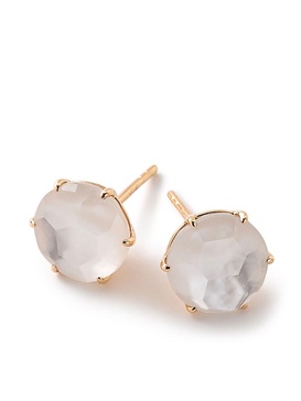 18kt yellow gold medium Rock Candy mother-of-pearl and clear quartz studs