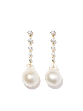 18kt yellow gold Éclat pearl and diamond earring