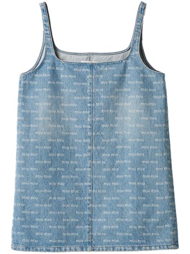 logo-print denim dress