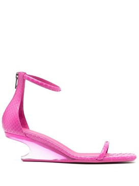 sculpted-heel leather sandals