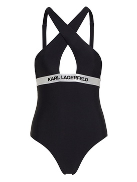 logo-waistband halterneck swimsuit