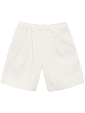 Carrie pleat-detail linen shorts